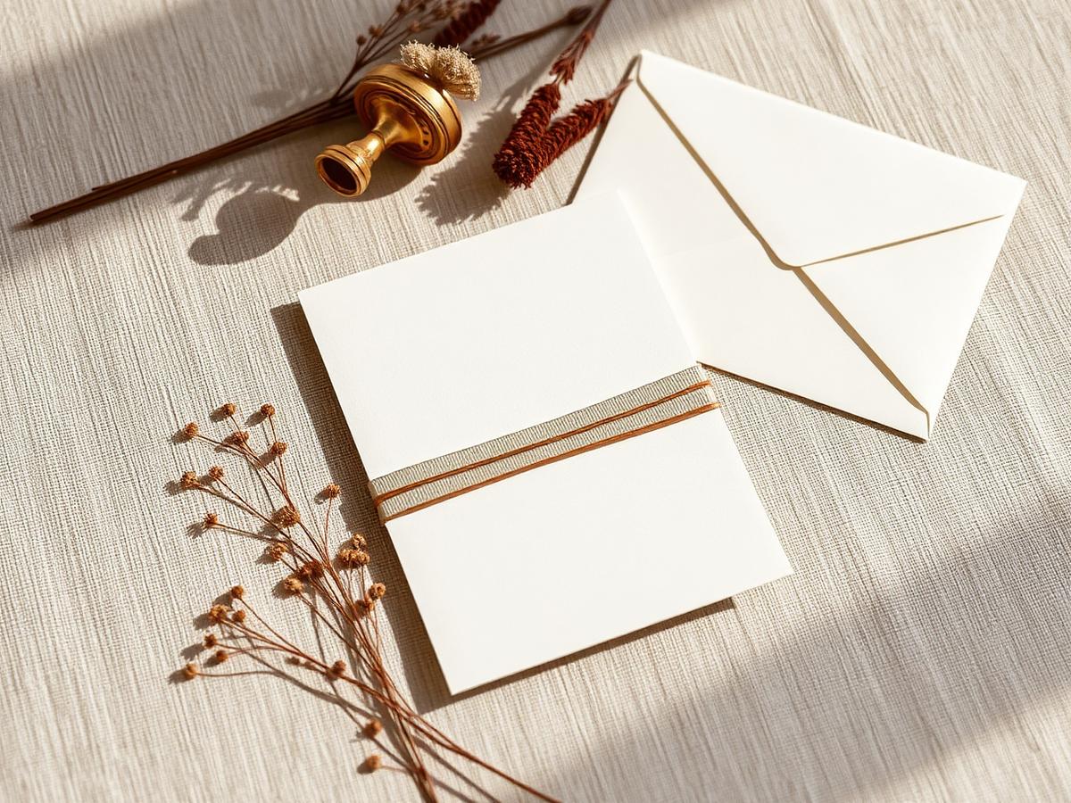 Papeterie de mariage crème avec cachet de cire et fleurs séchées